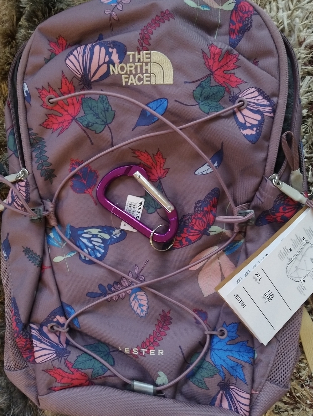 The North Face Jester Backpack in Fawn Grey Fall w/Purple ๐ Accents + Bonus - Picture 8 of 11